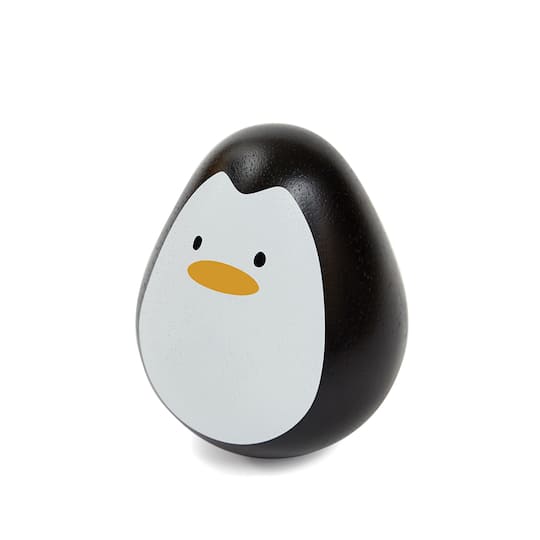 PlanToys 3" Black & White Penguin Wobbler Wooden Bounce Back Toy